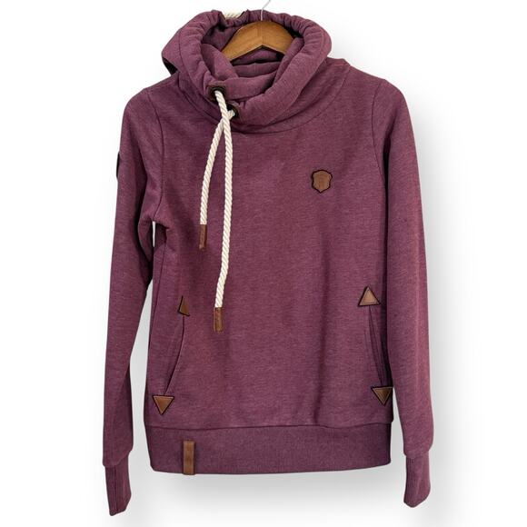 Naketano Sweatshirt Hoodie Cowl Neck Rope Pullover Womens Medium Maroon Red - Picture 1 of 14